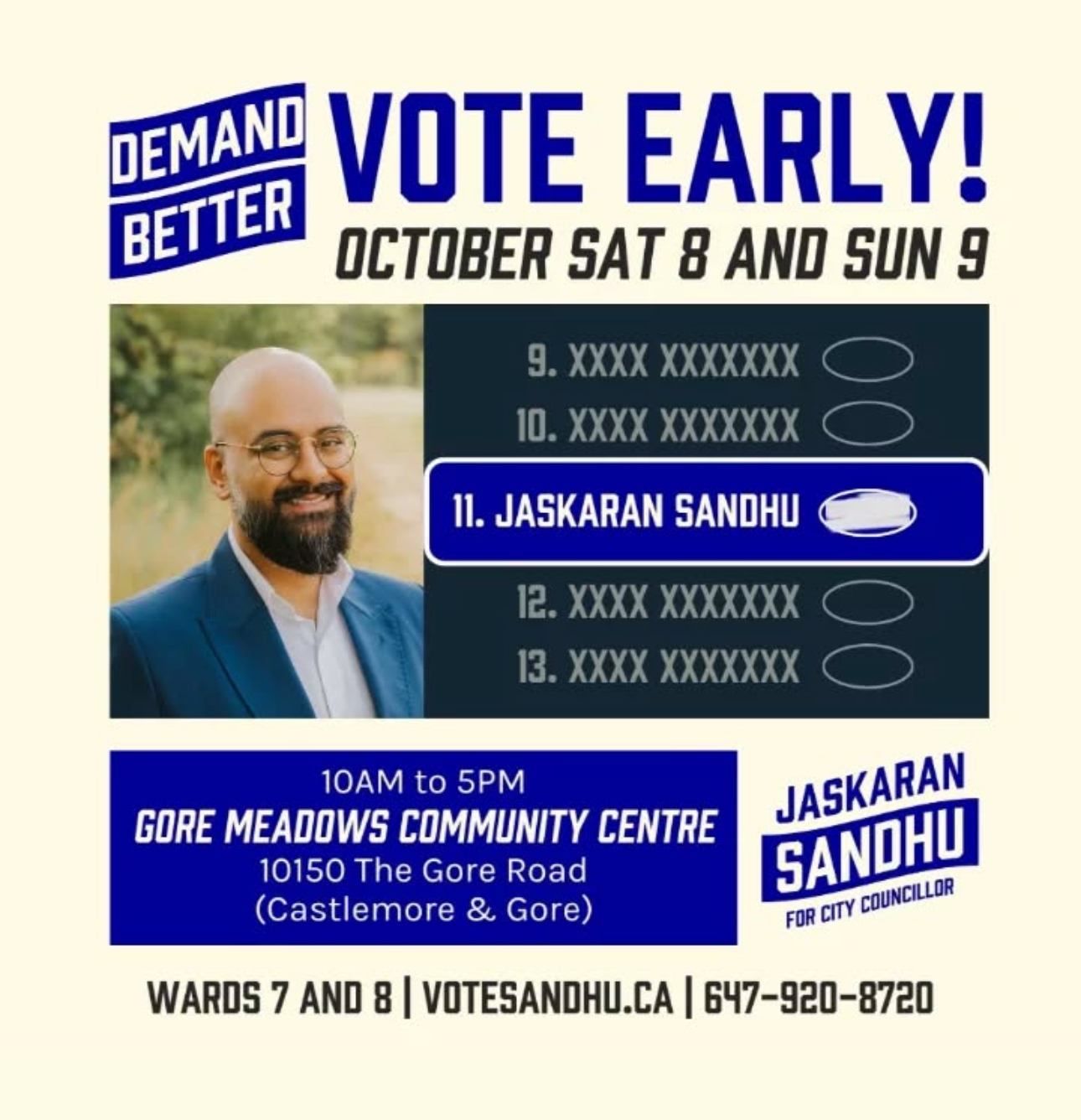 A digital flyer for a political campaign encouraging people to vote early.